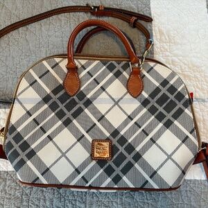Dooney & Bourke White & Black Plaid Leather Purse